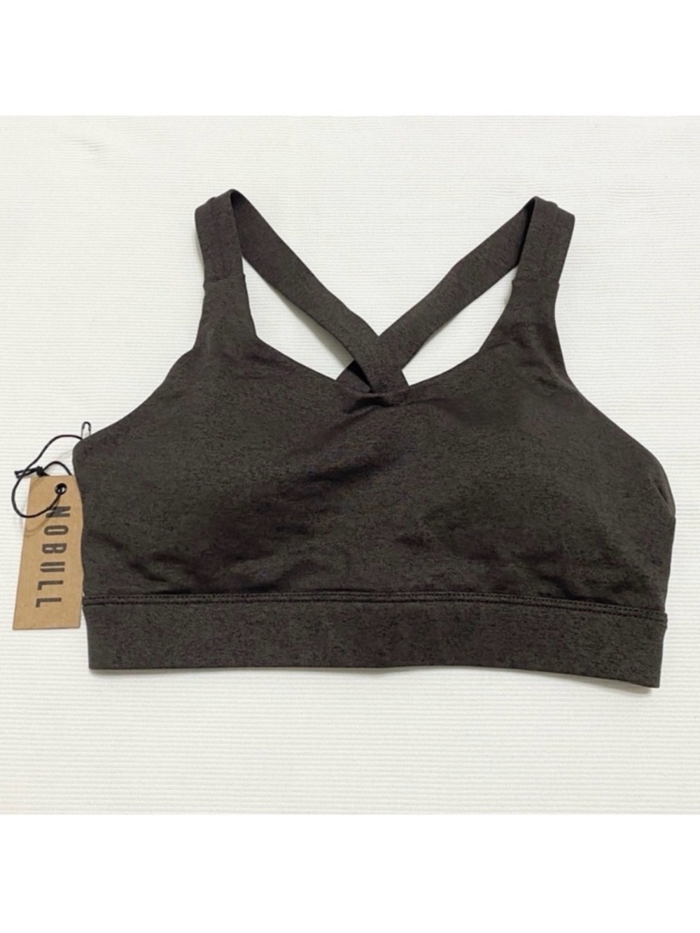 NOBULL Criss Cross Back Run Sports Bra Dark Brown